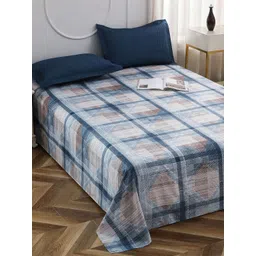Story@home White & Blue 240 TC Microfiber Queen Bedsheet Set 2.35 m x 2.50 m-picture-17