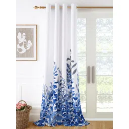 Story@home White & Blue Floral Cotton Room Darkening Long Door Curtain-picture-39