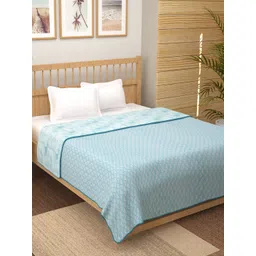 Story@home White & Blue Printed AC Room 150 GSM Reversible Cotton Double Bed Dohar-picture-19