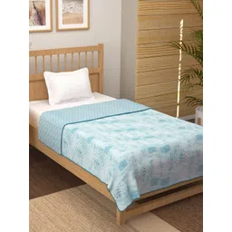 Story@home White & Blue Printed AC Room 150 GSM Reversible Cotton Single Bed Dohar-picture-20