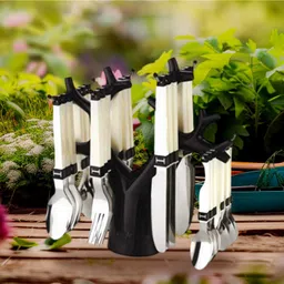 stotram Stainless Steel Cuttlery Fork Set,Spoon 24 Pieces with Tree Shape Stand Stainless Steel, Plastic Cutlery Set-picture-13