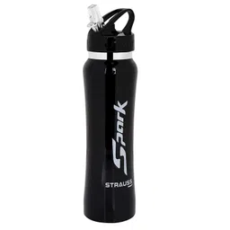 STRAUSS Black & White Solid Metal Finish Stainless-Steel Water Bottle 750 ml image 1