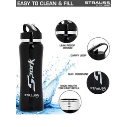 STRAUSS Black & White Solid Metal Finish Stainless-Steel Water Bottle 750 ml image 4