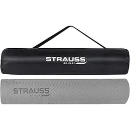STRAUSS EVA Yoga Mat with Carry Bag | Non-Slip Exercise Mat for Home & Gym | Eco-Friendly, Lightweight & Durable Workout Mat | Ideal for Yoga, Pilates, Fitness | Ideal for Men & Women,4mm,(Grey)-picture-37