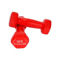 Strauss Vinyl Dumbbell, 2 KG (Pair), 1 KG Each (Red)-picture-23