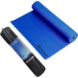 STRAUSS Yoga Mat with Carry Bag | Anti-Slip Exercise Mat for Women & Men | Home Gym Workout, Yoga, Pilates | Eco-friendly | Non-Slip Surface | Lightweight & Durable | 4mm (Blue)-picture-24