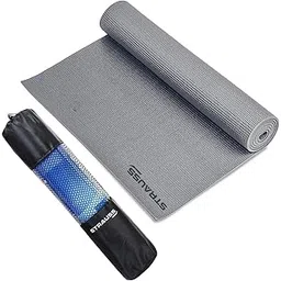 STRAUSS Yoga Mat with Carry Bag | Anti-Slip Exercise Mat for Women & Men | Home Gym Workout, Yoga, Pilates | Eco-friendly | Non-Slip Surface | Lightweight & Durable | 4mm (Grey)-picture-10