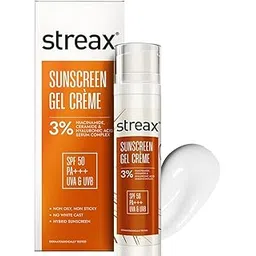 Streax Sunscreen Gel Crème SPF 50 PA+++, 50g | 3% Niacinamide | Serum Infused Sunscreen | Non-Oily, No White Cast | Hydrating & Brightening-image-0