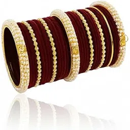 stree store Traditional Gold Finish Velvet Bridal Chudla-picture-20