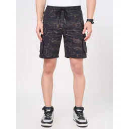 Street 808 By Pantaloons Black Cotton Regular Fit Printed Cargo Shorts-picture-14
