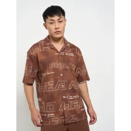 Street 808 By Pantaloons Brown Cotton Relaxed Fit Printed Shirt-picture-13