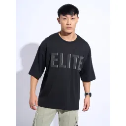 Street 808 By Pantaloons Jet Black Boxy Fit Logo Printed T-Shirt-picture-40