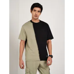 Street 808 By Pantaloons Jet Black Cotton Comfort Fit Colour Block T-Shirt-picture-35