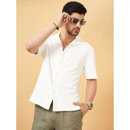 Street 808 by Pantaloons Men Cuban Collar Solid Relaxed Fit Casual Shirt-picture-13
