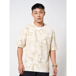 Street 808 By Pantaloons Off White Cotton Boxy Fit Camouflage T-Shirt-picture-15