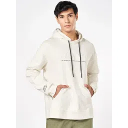 Street 808 By Pantaloons Off White Cotton Loose Fit Texture Hooded Sweatshirt-picture-10