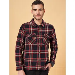 Street 808 by Pantaloons Tartan Checked Spread Collar Long Sleeves Cotton Casual Shirt-picture-26