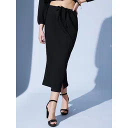 street 9 basics STREET 9 Black Mid Rise Pencil Midi Skirt-picture-27