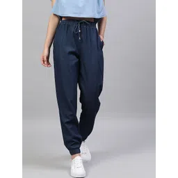 street 9 basics STREET 9 Women Blue Regular Fit Solid Joggers-picture-31