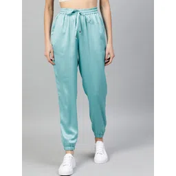 street 9 basics STREET 9 Women Turquoise Blue Regular Fit Solid Joggers-picture-39