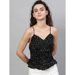STREET 9 Black & White Polka Dot Printed Regular Top-picture-10