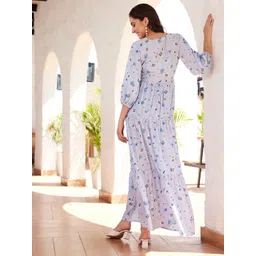 STREET 9 Floral Printed Puffed Sleeves Cut-Out Maxi Dress image 5