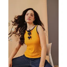 STREET 9 Round Neck Cotton Tank Bow Top-picture-22
