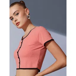 STREET 9 Round Neck Solid Crop Top image 3