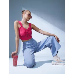 STREET 9 Shoulder Straps Schiffli Crop Top-picture-35