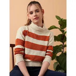 STREET 9 Striped Turtle Neck Crop Acrylic Pullover Sweater-picture-11