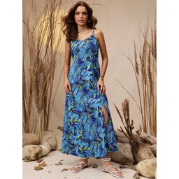 STREET 9 Tropical Printed Shoulder Straps Pure Cotton Maxi Dress-picture-30
