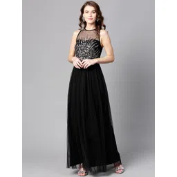 STREET 9 Women Black Solid Maxi Dress-picture-42