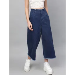 STREET 9 Women Blue Flared Denim Parallel Trousers-picture-27