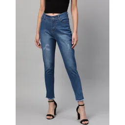 STREET 9 Women Blue Skinny Fit Mid-Rise Low Distress Stretchable Jeans-picture-18