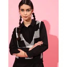 STREET 9 Women Classic Black Geometric Sweater-picture-35