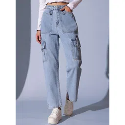 STREET 9 Women Comfort Wide Leg High-Rise Low Distress Jeans-picture-38