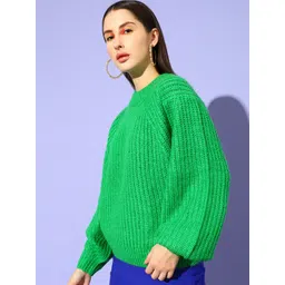 STREET 9 Women Green Cable Knit Pullover-picture-34