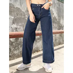 STREET 9 Women Jean Wide Leg High-Rise Light Fade Clean Look Pure Cotton Jeans-picture-30