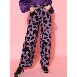 STREET 9 Women Lavender Animal Printed Trousers-picture-20