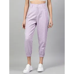 STREET 9 Women Lavender Regular Fit Printed Cotton Joggers-picture-23