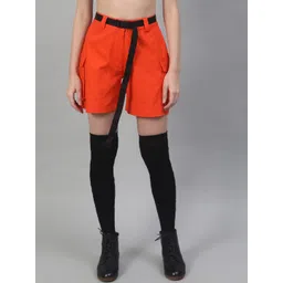 STREET 9 Women Orange Solid Regular Fit Shorts-picture-37