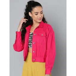 STREET 9 Women Pink Solid Denim Jacket-picture-28
