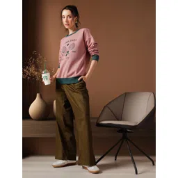STREET 9 Women Printed Round Neck Pullover Sweatshirt-picture-37