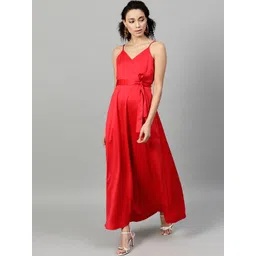 STREET 9 Women Red Solid Maxi Dress-picture-15