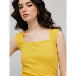 STREET 9 Women Ribbed Solid Sleeveless Cotton Crop Top-picture-27