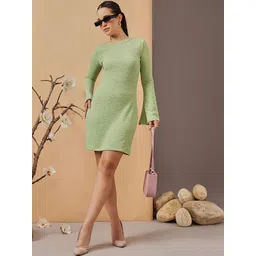 STREET 9 Women Self Design Bell Sleeve Bodycon Mini Dress-picture-38