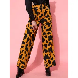 STREET 9 Women Stylish Mustard Animal Printed Trousers-picture-29