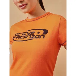 STREET 9 Women Typography Printed Applique T-shirt image 5