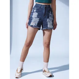 STREET 9 Women Washed High-Rise Denim Denim Shorts-picture-10