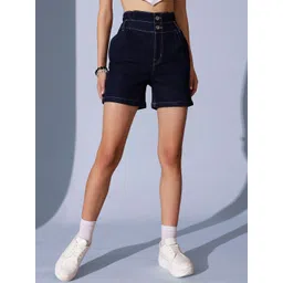 STREET 9 Women Washed High-Rise Denim Denim Shorts image 1